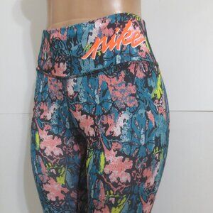 Nike Running Pants Leggings Multicolor Paint Floral M